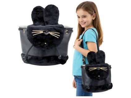 Dětský batoh Plyšový Uši Nastavitelný popruh Černý 22 cm 4 l