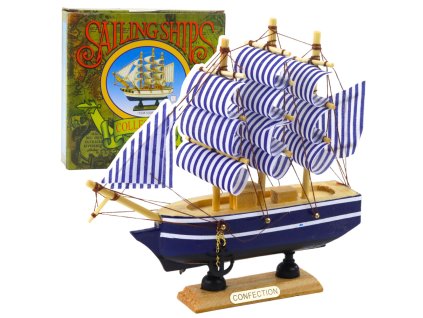 Sběratelský dekorativní model Plachetnice Bílo-modrá 16x15 cm