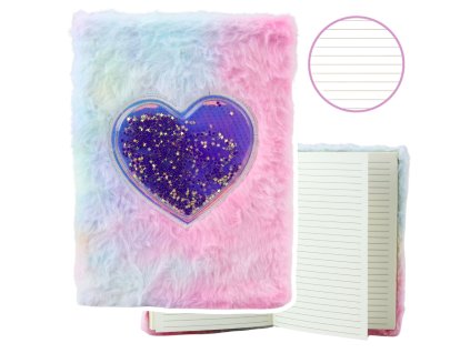 Plyšový sešit Linkovaný Srdce s konfetami Pastel A5 80 listů