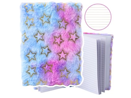 Plyšový sešit Linkovaný Zlaté hvězdy Pastel A5 80 listů