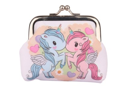 Dětská peněženka Dva jednorožci Kovový patent 10x9 cm