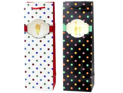 Dárková taška na láhev vína s puntíky 35 x 12 x 9 cm