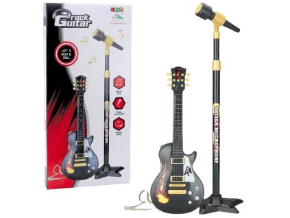 Dětská hudební sada Kytara Stojan s mikrofonem Černá