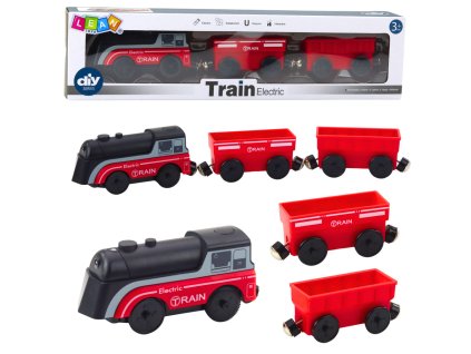 Mini elektrický magnetický vlak Lokomotiva 2 vagóny Červený
