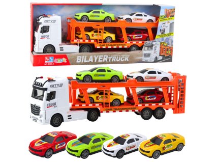 Lora Truck Odtahový vůz Sada 4 auta Otevírací dveře Světla Zvuky