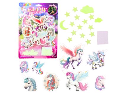 Fluorescenční nálepky na zeď Jednorožci Hvězdy