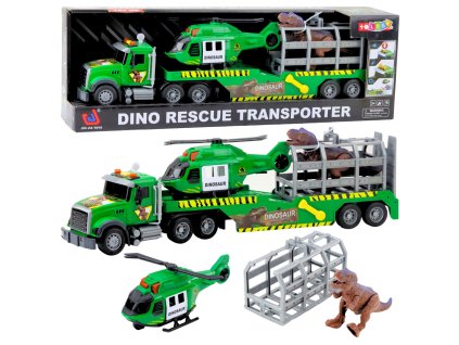 Sada Nákladní vůz Helikoptéra Klec Svět dinosaurů Zvuky Zelená