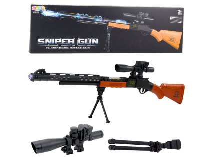 Hračková odstřelovací puška AK-528 Zaměřovač Stativ Světla Zvuky