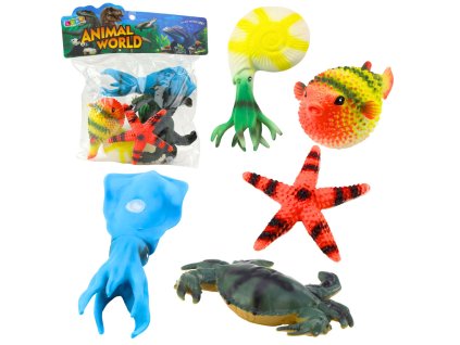 Sada figurek Mořská zvířata Krab Sasanka Chobotnice Ammonit 5 ks