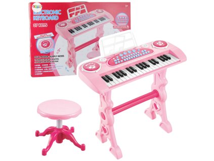 Elektronické piano pro děti s mikrofonem 37 kláves Růžové