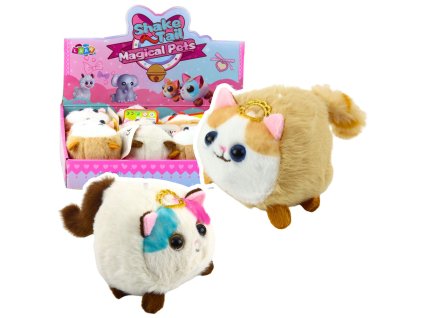 Plyšové koťátko Maskot s vrtícím ocáskem Hnědá a bílá