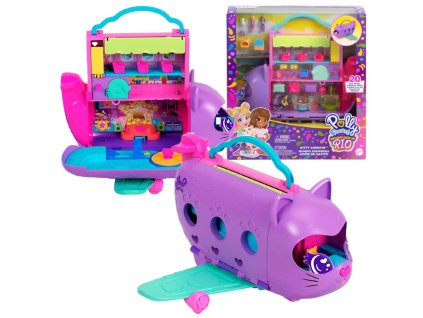 Polly Pocket Kočkoptéra Letadlo + 2 Panenky a Doplňky HWP19