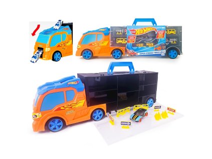 Hot Wheels Transportér na 12 Aut + Auto a Dopravní Značky 42040P