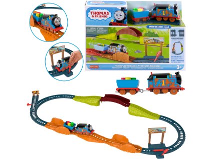Sada Mašinka Tomáš a přátelé Blátivé Dobrodružství Tomáše lokomotiva s pohonem + koleje