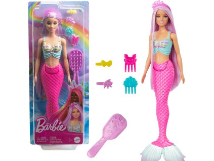 Panenka Barbie mořská panna s růžovým ocasem a doplňky