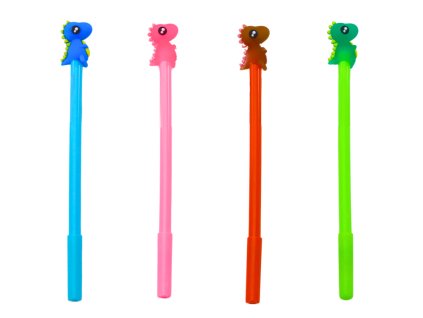 Kuličkové pero Dinosaurus s černým víčkem Náplň Mix Růžová Modrá 0,5 mm