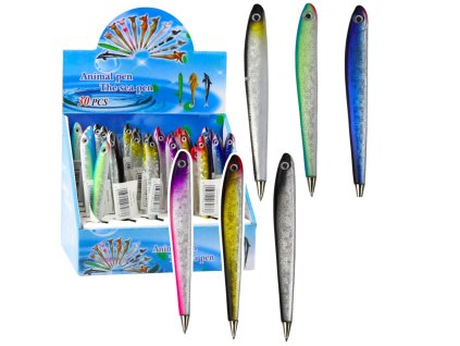 Kuličkové Pero Ryba Třpytivý Modrý Inkoust 12.5cm