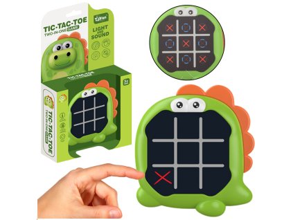 Elektronická hra 3v1 - piškvorky, paměťová hra, dinosaurus, zelená