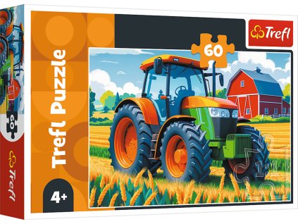Trefl Puzzle 60 dílků Traktor Zemědělec na farmě