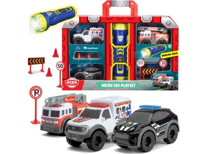Sada Mini záchranných vozidel Doplňky + baterka Micro SOS Playset