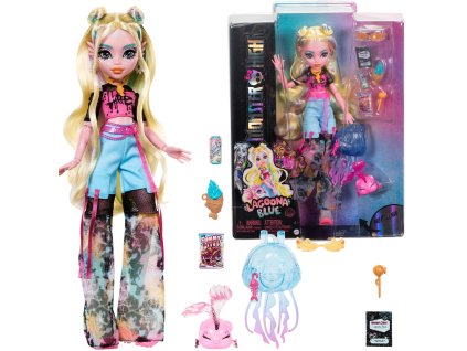 Monster High Lagoona Blue velká panenka 28 cm + doplňky mazlíček Strašidlákov