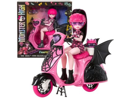 Panenka Monster High Draculaura na skútru Vamptastic Scooter