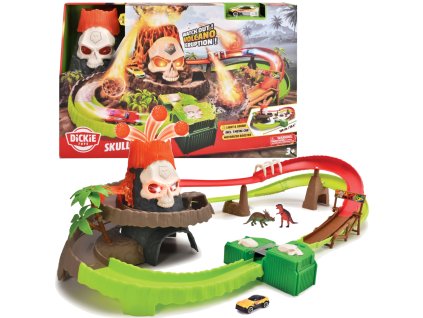 Sada tratí Sopečná lebka Autodráha Skull Volcano Track + vozidlo a doplňky