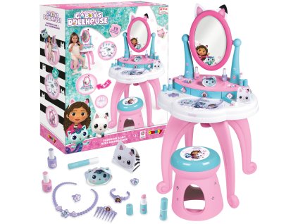 Kočičí domek Gábi Toaletní stolek Kosmetické studio s taburetem 12 doplňků