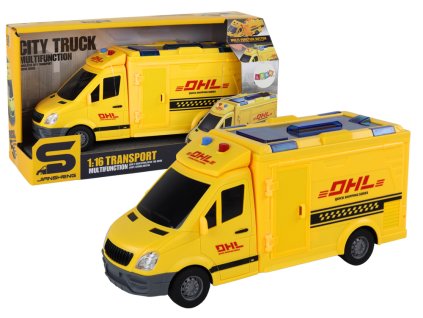 Dodávka auta 1:16 třecí pohon otevírání dveří svítí žlutá zvuk