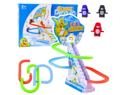 Funny Penguin Race Racer Ice Slide Track Dětská hračka světla zvuky