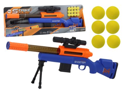 Velká puška na měkké kuličky, stojan na teleskop, modrá barva