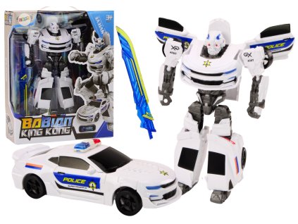 Auto-Robot 2v1 Transformační policejní auto bílé