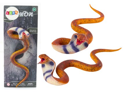 Realistická figurka hada kobry z termoplastické gumy hnědé barvy