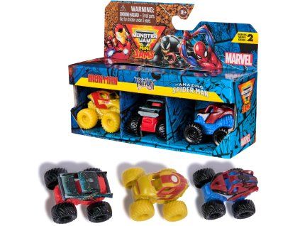 Monster Jam sada 3 aut Mini Jams Marvel Iron Man, Venom, Spiderman