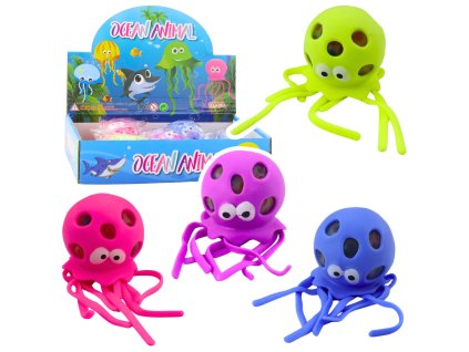 Chobotnice antistresová senzorická squishy s gelovými kuličkami mix