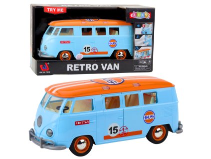Retro auto – dodávka, autobus, světla, zvuky, otevírací dveře, modré