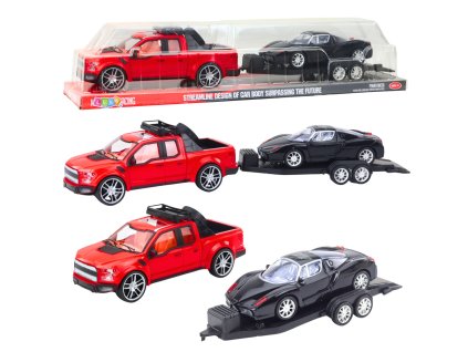 Sada terénních aut – červené SUV, černý odtahový vůz, sportovní auto 59 cm