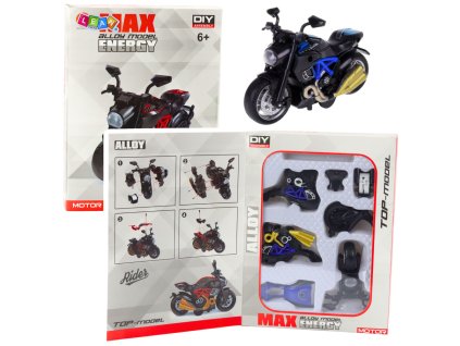 Motocykl ke sestavení, šroubovací, kovový 1:14 DIY modrý