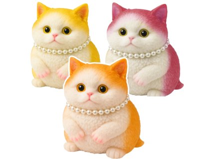 Senzorická squishy měkká kočička s perličkami, bílá a šedá 15 cm