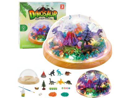 DIY dinosauří terárium – kreativní sada s noční lampou v kopuli