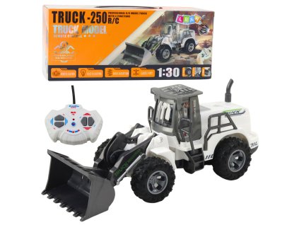 Dálkově ovládaný stavební bagr RC, světla, bílý 1:30