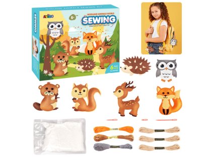 Kreativní sada výšivek – zvířata z lesa, 6 ks