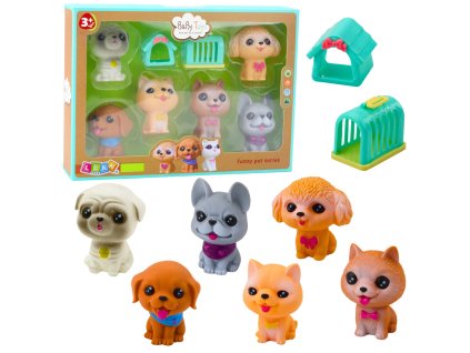 Sada Gumových Figurek Pejsci Pískátko Bouda Transportér 6 ks