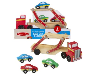 Melissa&Doug Dřevěná nákladní auta s 3 vozidly 94411