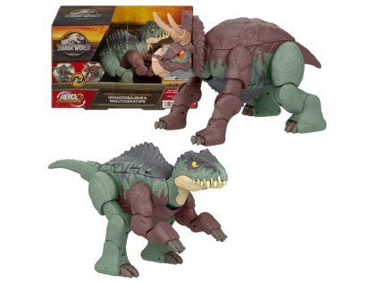 Jurassic World transformující dinosaurus 2v1 Giganotozaurus a Nasutoceratops HPD34