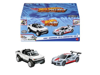Hot Wheels Pull-Back Speeders 2-pack autíček GMC Hummer EV & Corvette C8.R HPR94