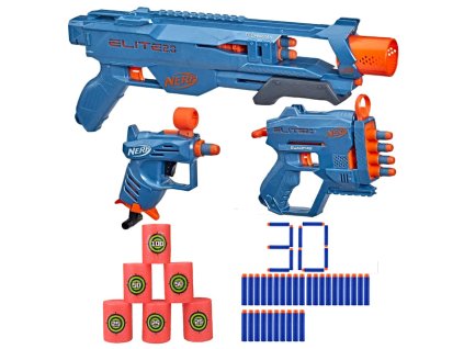 Nerf Elite 2.0 LoadoutPack 3Pack Technician DS-2, QuadFire QS-4 a Ace SD-1 + 14 šipek F4178 + terče a 30 šipek