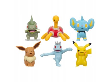 Pokemon sada bojových figurek 6-pack Pikachu, Axew, Shinx, Eevee, Machop a Shuckle 3614