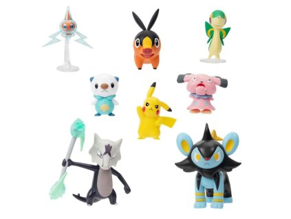Pokemon sada bojových figurek 8-pack Rotom, Snivy, Oshawott, Pikachu, Tepic, Snubbull, Luxio, Alolan Marowak 3615