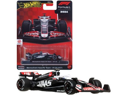 Hot Wheels Premium závodní vůz Formule 1 2024 Moneygram Haas F1 Team VF-24 #27